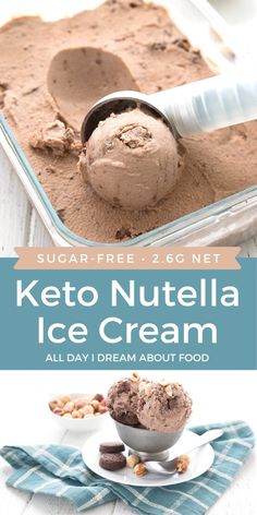 keto nutella ice cream in a glass dish