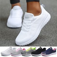 Casual Shoes Women Flats, Basket Sport, Round Toe Sneakers, Women Casual Shoes, Fashion Shoes Flats, Casual Chique, Women Platform Shoes, Nursing Shoes, Sporty Casual