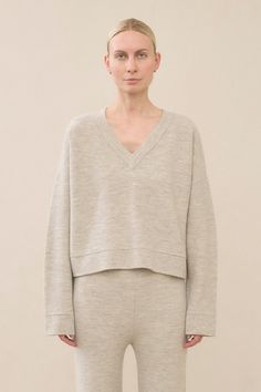 Wide V Neck in Carrara by Lauren Manoogian Wide V Neck, Pool Party Dresses, Barbour Women, Chef Pants, Bao Bao Issey Miyake, Glam Tops, Lauren Manoogian, Platform Flats, Camel Sweaters