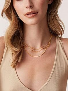 * Gold layered everyday necklace chains for women * Vanilla girl fits, everyday outfits, basic outfits, cute casual outfits * As an Amazon Associate, I earn from qualifying purchases. Dainty Necklace Layered, 14k Gold Plated Jewelry, Layering Necklaces, Women Boxing, Layered Chains, Sterling Silver Chain Necklace, Everyday Necklace, Girl Fits, Necklaces For Women