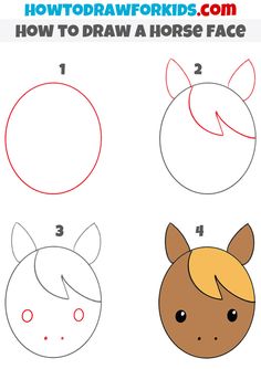 how to draw a horse face for kids