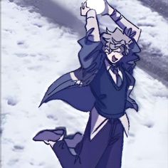 a drawing of a woman in the snow with her arms up and legs spread out