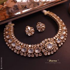 Jharna Moissanite Polki Necklace Set Victorian Polki Jewellery, Bridal Diamond Necklace, Bridal Jewelery, Polki Necklace, Gold Bride Jewelry, Polki Jewellery, Gold Fashion Necklace, Designer Dresses Casual, Bride Jewellery