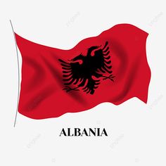 the flag of the country of albania waving in the wind, transparent png and psd