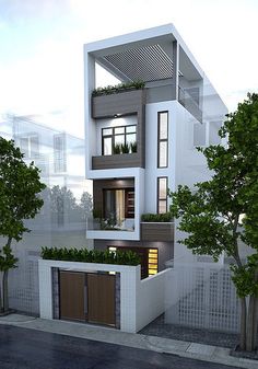 this is an artist's rendering of a two story house with balconies