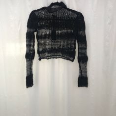 Nwt. Open Knit Sweater. Mock Neck. Metallic Thread Detail. Cropped Fit. Made From Wool/Alpaca/Polyamide/Polyester/Metallic Thread. Us Shipping Only. All Sales Final. Bust 15” Length 16” Sleeve Length 24” Shoulder 14” Black Textured Knit Long Sleeve Cardigan, Black Cropped Sweater For Layering, Black Crew Neck Fine Knit Cardigan, Black Cropped Sweater For Winter Layering, Black Stretch Knit Cardigan, Black Fine Knit Cardigan, Black Long Sleeve Cropped Sweater For Layering, Black Textured Knit Cropped Sweater For Winter, Black Fitted Textured Knit Cardigan