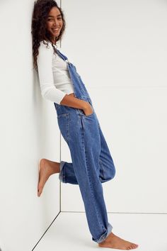 Free People | Ziggy Denim Overalls in Sapphire Blue So essential and forever timeless overalls from our We The Free collection. Fit: Relaxed, slouchy silhouetteFeatures: Bib-and-brace design, tapered legs, exaggerated bib pocket detail, rigid denim fabrication, varied distressing throughoutWhy We <3 It: A true wardrobe staple, this so special style is sure to stun from season to season. 100% cotton Measurements for size small Inseam: 29.5 in Waist: 34 in Hips: 41.5 in Rise: 11.5 in Yoga Jeans, Special Style, Shady Lady, Denim Accessories, Plus Size Shopping, Sapphire Blue, Pullover Sweatshirts, Bra Lingerie