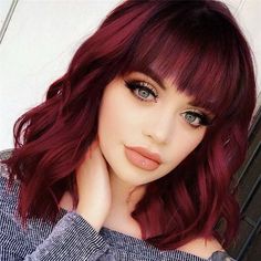 "10-Minute Hairstyles for Busy Mornings"
"Glamorous Hairstyles for Special Occasions" Pelo Color Vino, Wine Hair, Red Wig, Curly Bob Wigs, Red Wigs, Burgundy Hair, Wig With Bangs, Curly Wig, Hair Replacement