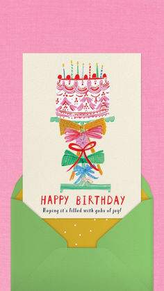 a birthday card with a cake on it