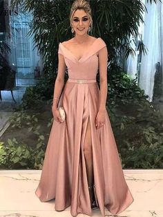 Key Features:  SKU: PO16033PO1084 Season: Spring,Summer,Fall,Winter Fabric: Satin Neckline: Off-the-Shoulder Silhouette: A-Line/Princess Sleeve: Sleeveless Embellishment: Sash/Ribbon/Belt Waist: Natural Back Style: Other Hemline/Train: Floor-Length Shown Color: Pearl Pink Package Weight: 1500.0000   Any questions about the item, feel free to Contact Us Military Ball Gowns, Split Prom Dresses, Cheap Prom Dresses Long, Simple Prom Dress, Pink Prom Dress, Satin Evening Dresses, Satin Prom Dress, Formal Dresses Prom, Chiffon Bridesmaid