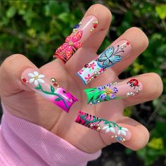 #color #nails #nailart Gel Art Designs, Butterfly Nail Designs, Hello Nails, Finger Nail Art, Long Nail Designs, Ombre Acrylic Nails, Strong And Healthy, Gel Art, Summer Acrylic Nails