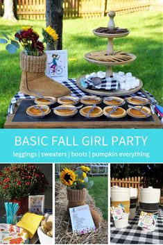 a table topped with pies and cupcakes