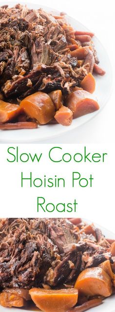 slow cooker hoisin pot roast recipe with carrots and beef on the side