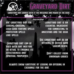 Graveyard Dirt Witchcraft, Graveyard Dirt Uses Witchcraft, Graveyard Magic, Graveyard Dirt, Witchy Spells, Goddess Magick