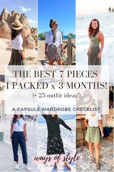 the best pieces i packed & 3 months - 25 outfit ideas for capsule wardrobe checklist