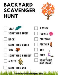 the backyard scavenger hunt is shown here