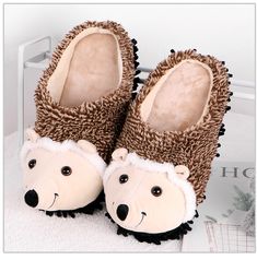 Color: Brown, Size: 40to41 Cartoon Hedgehog, Slippers Cute, Funny Shoes, Craft Sewing, Warm Slippers, Clean Shoes, House Shoes, Fashion High Heels, Slides Shoes