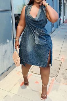 Patchwork Urban Lace-Up Denim Midi Dress – HuLianFu Denim Dress Casual, Rocker Fashion, Helpful Hacks, Fashion Traditional, Denim Midi Dress, Casual Wear Dress, Denim Dresses, Denim Wear, Beautiful Dresses Short