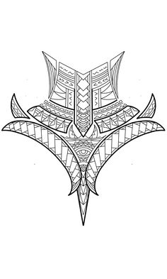 a drawing of a bird with geometric designs on it's wings