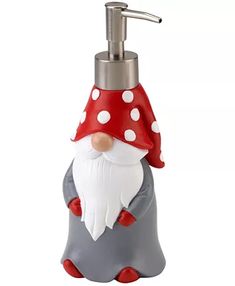 a soap dispenser with a gnome face on it