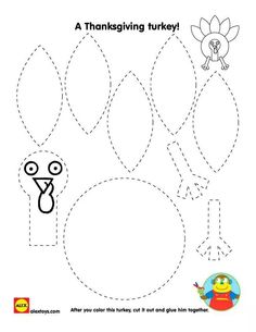 a thanksgiving turkey cut out to make it's own pattern for the coloring page