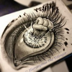 a drawing of an eye with long eyelashes