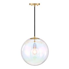 a light fixture with a glass ball hanging from the ceiling