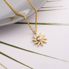 14k 18k Solid Gold Sun Solar Pendant Necklace, Celestial Star Sun Necklace, Birthday Gift for Her, Sun Jewelry Our gold necklaces are perfect choice for a Christmas, Mother's Day, valentine's day, birthday, wedding, anniversary, graduation, engagement, bridesmaid, and best friends gift. It's a good way to show appreciation to your mom, girlfriend, wife, grandmother, grandchildren, daughter, sister, best friend, boss or a co-worker. Also, a special treat just for yourself. FEATURES * Solid Gold ( Gold Celestial Charm Necklaces With Birthstone, Gold Celestial Charm Necklace With Birthstone, Celestial Gold Charm Necklace With Birthstone, Spiritual Gold Charm Necklace For Birthday Gift, Spiritual Gold Charm Necklaces For Birthday Gift, Celestial Yellow Gold Charm Necklace With Clavicle Chain, Celestial Yellow Gold Charm Necklaces For Gifts, Gold Star Jewelry For Mother's Day, Gold Star-shaped Jewelry For Mother's Day