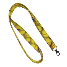 "This yellow fabric softball lanyard features a fun trendy fabric.  The lanyard is about 21\" long so for most people it will lay midbody.  I've constructed these with four layers of fabric to enhance the durability of the lanyard.  The lobster clamp can be used to attach a pouch or id with a punch hole....or add a keychain ring to add multiple items to the lanyard. LISTING INCLUDES - 1 lanyard FEATURING: 1 inch cotton fabric 1 inch silver lobster clamp Machine color coordinated stitching SIZING Coach Lanyard, Softball Team Gifts, Trendy Fabric, Lanyard For Keys, Softball Coach, Softball Gifts, Keychain Ring, Girls Softball, Softball Team