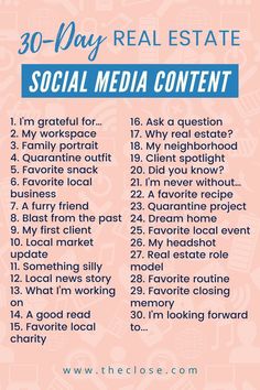 the 30 day real estate social media content