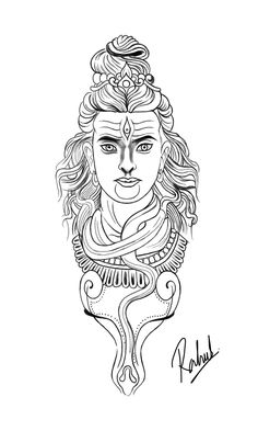 a drawing of the face of lord hanpada in black and white, on a white background