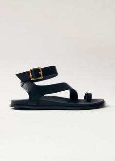 Myles Black Leather Sandals | ALOHAS Toe Ring Sandals, Sustainable Leather, Black Leather Flats, Black Leather Sandals, Toe Ring, Samoa, Sandals Black, Sierra Leone, Seychelles