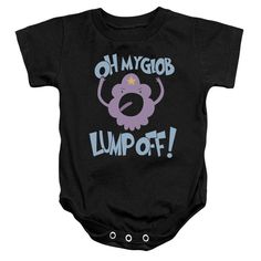 a black baby bodysuit with the words oh mygob lump off on it