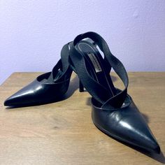 Great Condition; Size It 37 Or Us 7 Fit: This Style Typically Runs A Half Size Small. So These Would Be Good For Someone Who Usually Wears Us 6.5 Balenciaga Leather Slingback Pumps Black Pointed-Toes Stiletto Heels Balenciaga Knife Pumps, 4-inch Patent Leather Slingback Heels, Shoes Balenciaga, Black Synthetic Slingback Pumps With 4-inch Heel, Balenciaga Leather, Balenciaga Black, Balenciaga Shoes, Slingback Pump, Black Pumps