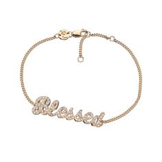 Customize your sparkle with our stunning Sunny 14K Bracelet, adorned with shimmering diamonds. Whether it’s your name, a special word, or something uniquely yours, you can make this bracelet truly one-of-a-kind. With up to nine letters to personalize, it’s the perfect mix of cute, fun, and elegant—designed to let you shine bright with a message that’s all your own!- 14k yellow or white gold- Personalized up to 9 letters- 6/6.5/7" adjustable length- Diamonds: 0.533 CT- Lobster clasp closure Letter Bracelet, Special Words, Shine Bright, Gold Plated Sterling Silver, Ring Bracelet, Your Name, Lobster Clasp, Anklets, Sunnies