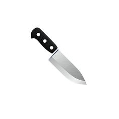 a large knife with black handle on a white background