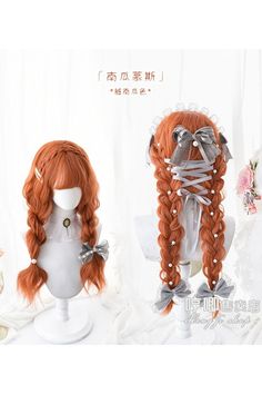 Various Types Of Lolita Wigs With Bangs Gothic Harajuku, Kawaii Wigs, Pelo Anime, Orange Gradient, Long Curly Wig, Cosplay Hair, Kawaii Hairstyles, Curly Wig, Anime Hair