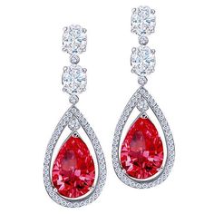 Drop style chandelier earrings ruby & diamonds 3.50 carat earring white gold Ear Ring, Jewelry Post, Ring White Gold, Ruby Earrings, Ruby Jewelry, Ruby Diamond, Dream Jewelry, White Ring, Chandelier Earrings