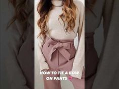 Tying A Pants Bow, Belt How To Tie, How To Tie A Bow On Jeans, How To Tie A Jean Belt, Tie A Knot On Pants, How To Tie A Romper Bow, Pant Bow Tying, Belt Knots Waist, Pant Tie Hack