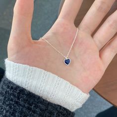 925 Sterling Silver;Rhodium Plated;Nickel-free & Hypoallergenic. Blue Heart Necklace Jewelry, Heart Blue Necklace, Ocean Heart, Heart Shape Pendant, Silver Pieces, Blue Heart, Plastic Free, Heart Necklace, Rhodium Plated