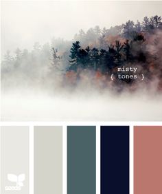 the color scheme for misty tones is shown in shades of blue, red and green