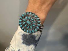 2 inch silver plated turquoise bangle One size fits Please keep bangle away from water Western Style Bangle Jewelry As Gift, Western Style Bangle Jewelry Gift, Western Style Bangle As Gift, Western Style Cuff Bangle Bracelet Gift, Turquoise Concho Cuff Bracelet Gift, Western Style Bracelet Jewelry Gift, Western Style Blue Bangle Jewelry, Nickel-free Southwestern Bangle Cuff Bracelet, Nickel-free Southwestern Style Bangle