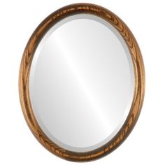 a round wooden mirror on a white background