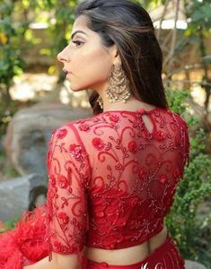 Latest 20 Lace Saree Blouse Designs To Try in 2023 Lace Saree Blouse, Red Blouse Design, Net Saree Blouse, Lehenga Stitching, Netted Blouse Designs, Net Blouse