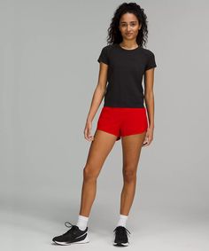 Speed Up High-Rise Lined Short 2.5" | Women's Shorts | lululemon Nylon Moisture-wicking Activewear For Marathon, Moisture-wicking Nylon Activewear For Marathon, Lululemon Nylon Casual Activewear, Lululemon Casual Nylon Activewear, Nylon Athleisure Activewear For Marathon, Sporty Nylon Activewear For Marathon, Functional Nylon Activewear For Marathon, Sporty Stretch Activewear For Marathon, Red Neon