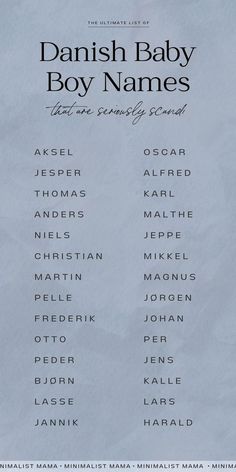 the danish baby boy names are shown