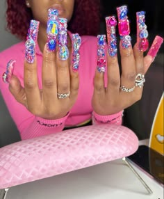 Bling Nail Art, Junk Nails, Unique Acrylic Nails