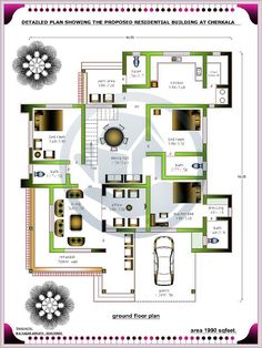 the floor plan for a house with three bedroom and an attached kitchen area, which is also