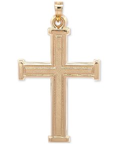 in stock Formal Gold Jewelry With Classic Design, Classic 14k Yellow Gold Jewelry, Classic Yellow Gold Cross Pendant Jewelry, Classic Engraved Cross Pendant Jewelry, Classic Yellow Gold Cross Jewelry, Classic Engraved Cross Jewelry, Classic Yellow Gold Jewelry From Macy's, Classic Formal Jewelry From Macy's, Macy's Classic Yellow Gold Jewelry