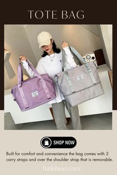 Built for comfort and convenience the bag comes with 2 carry straps and over the shoulder strap that is removable. Gym Bag Organization, Travel Duffle Bag Women, Multifunctional Travel Bag, Tas Bahu, Gym Tote, Waterproof Travel Bag, Luggage Bags Travel, Workout Bags, Travel Handbags